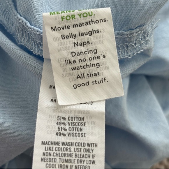 Aerie Real Baby Blue Flowy Woven Top with Buttons and Cinched Waist Size S - Picture 7 of 7